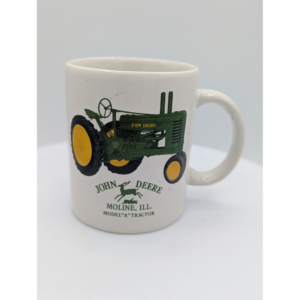 John Deere Coffee Mug Model A Tractor Moline ILL White Ceramic Licensed Product